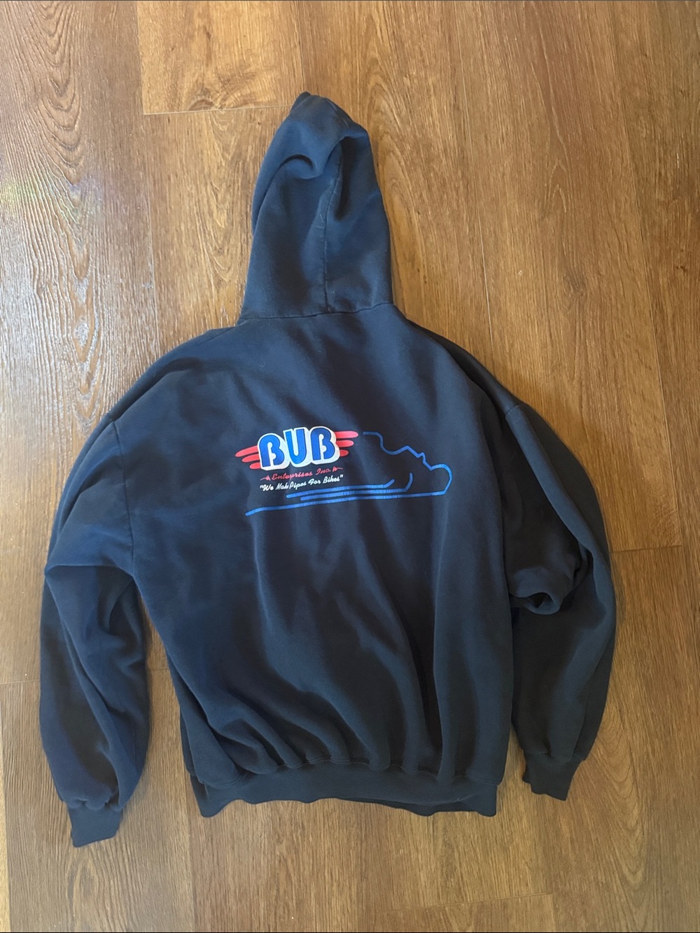 Vintage 90s Y2K BUB Enterprises Motorcycle Pipes Zip Up Hoodie Jerzees Medium